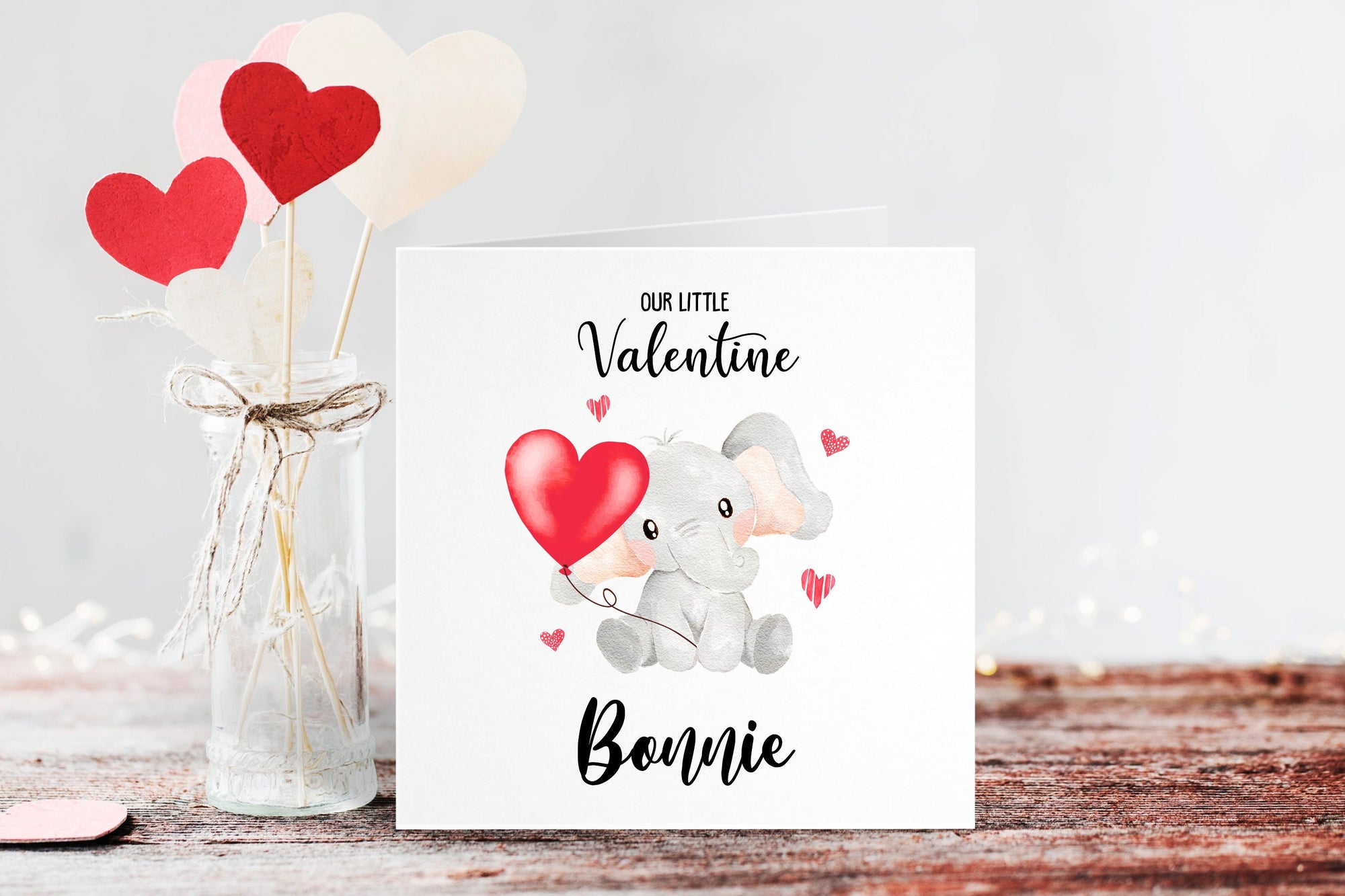 Personalised Our Little Valentine / My Little Valentine Card - Valentines For Kids - Kids Valentines - Elephant - Valentines Day Kids