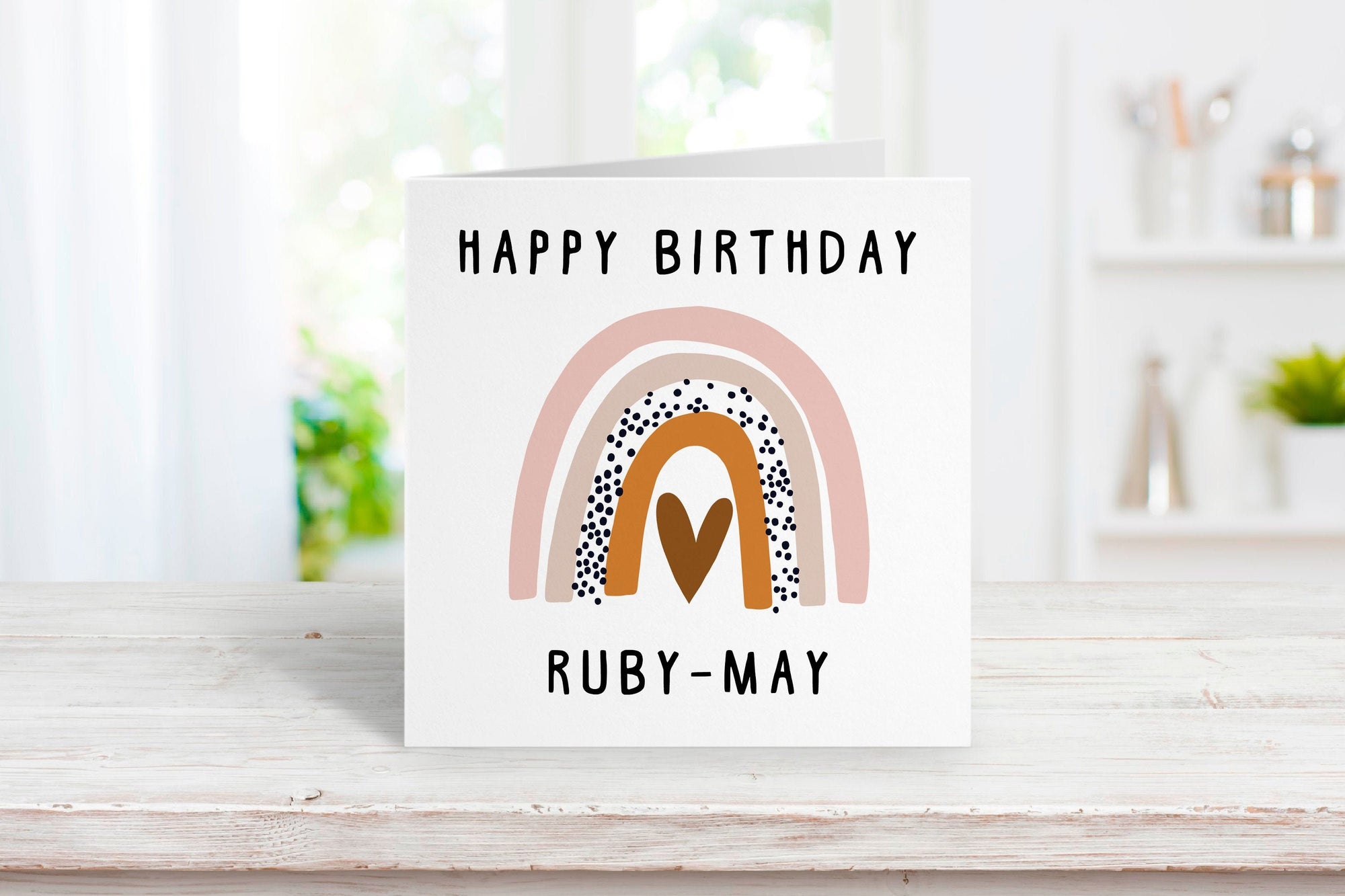 Personalised Neutral Rainbow Card - Happy Birthday - Birthday Card - Kids Birthday Card