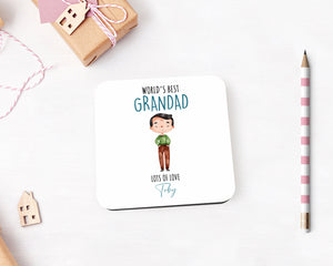 Personalised Worlds Best Grandad Coaster - Customised Name Coaster - Drinks Coaster - Personalised - Birthday - Friend Gift - Grandad Gift