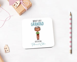 Personalised Worlds Best Grandad Coaster - Customised Name Coaster - Drinks Coaster - Personalised - Birthday - Friend Gift - Grandad Gift