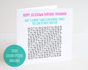 Personalised Lockdown Word Search Birthday Card - Best Friend Birthday Card - Bestie - Word Search Birthday Card - 2021 Card