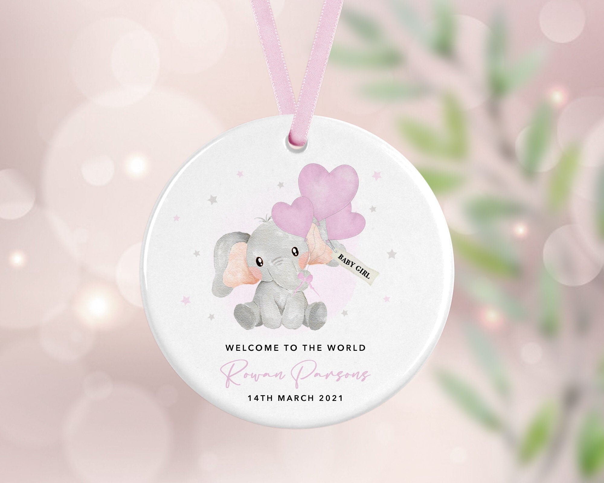 Personalised New Baby Ceramic Ornament - Baby Keepsake - Welcome To The World - Baby Ornament - Baby Girl - Baby Gift