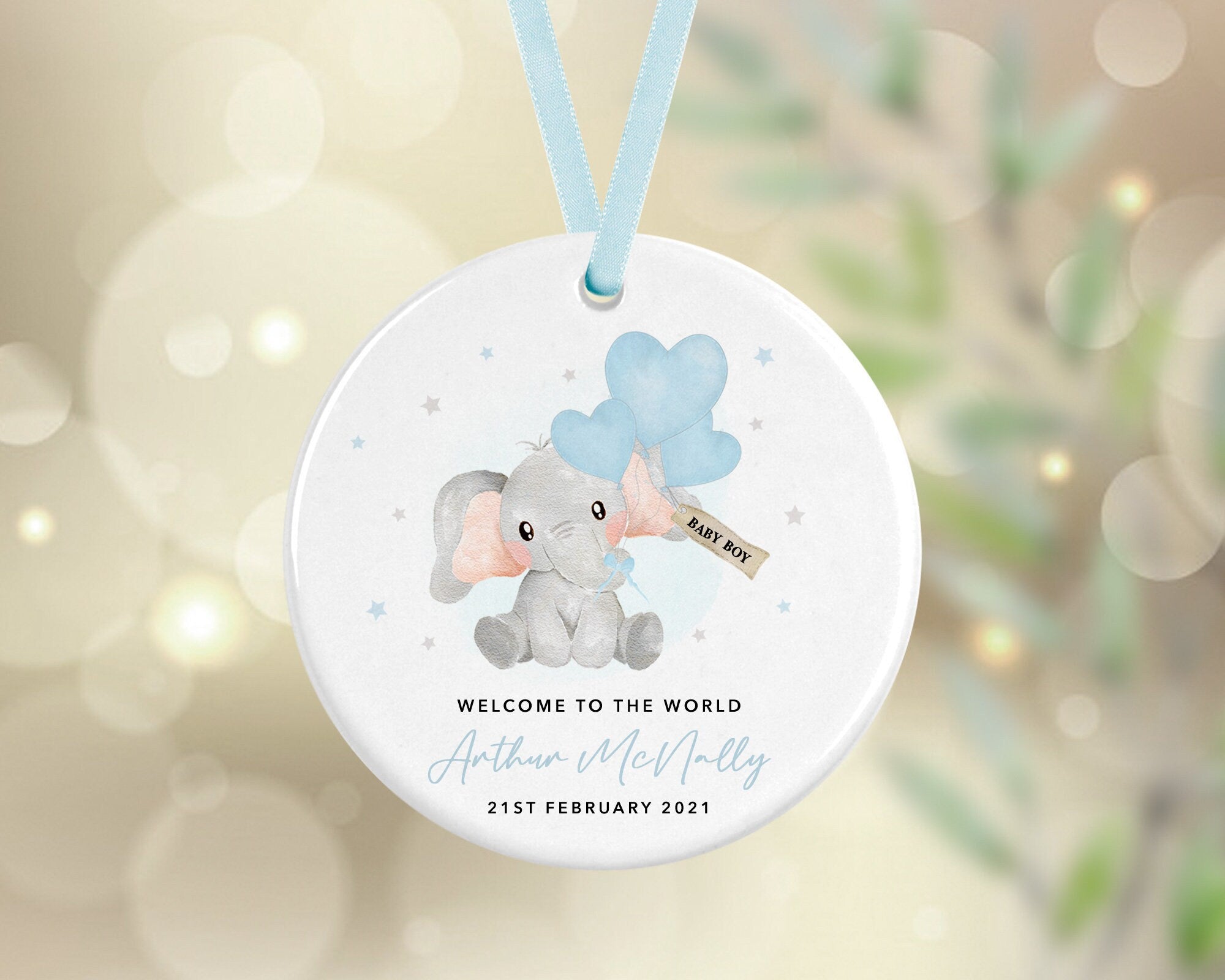 Personalised New Baby Ceramic Ornament - Baby Keepsake - Welcome To The World - Baby Ornament - Baby Boy - Baby Gift