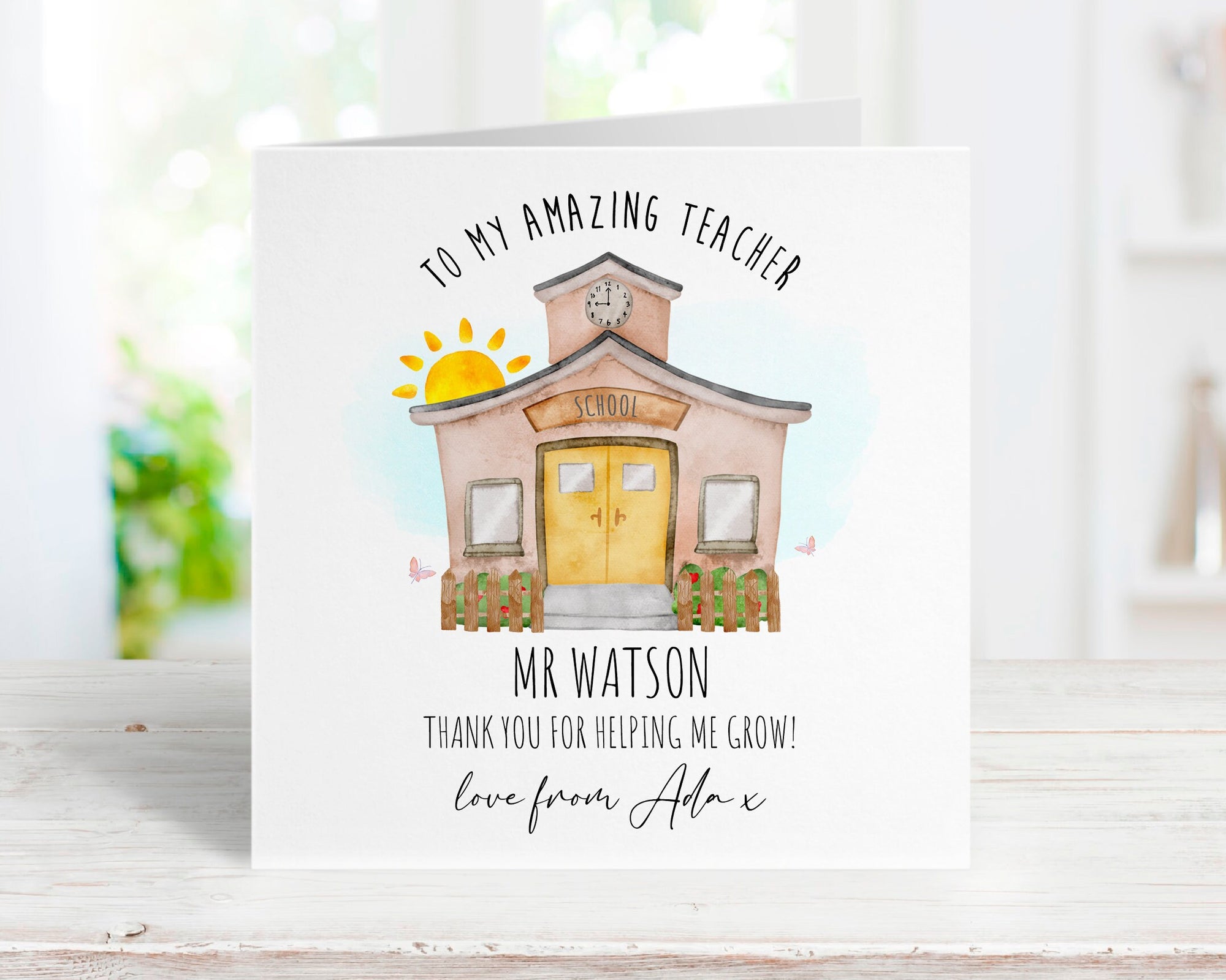 Personalised Thank You School Card - Teacher Card - Teacher Gift - End Of Term Card