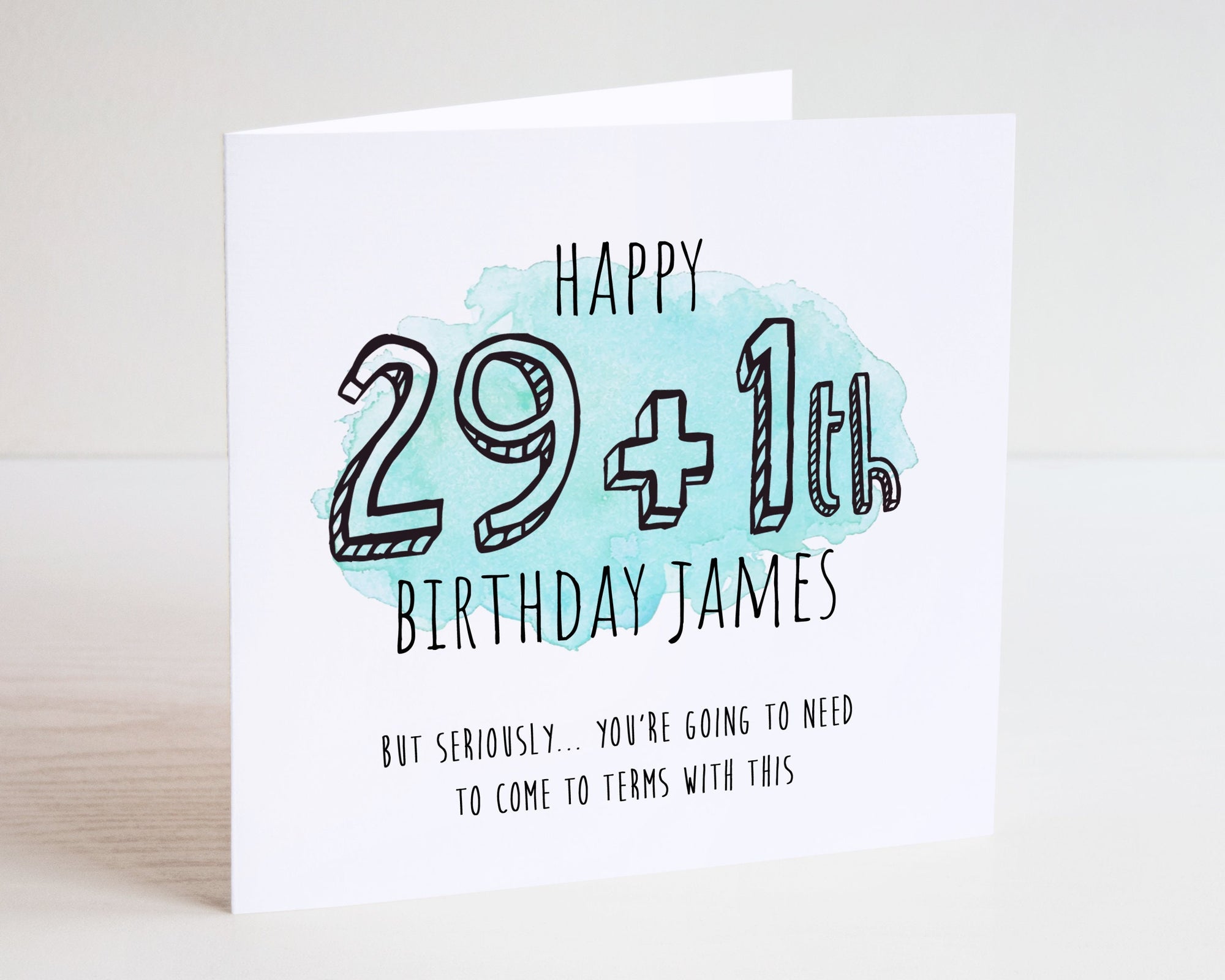 30th Watercolour Birthday Card - 29 + 1 Happy Birthday - 29 plus 1 Birthday Card - 30th Card - Watercolour Card