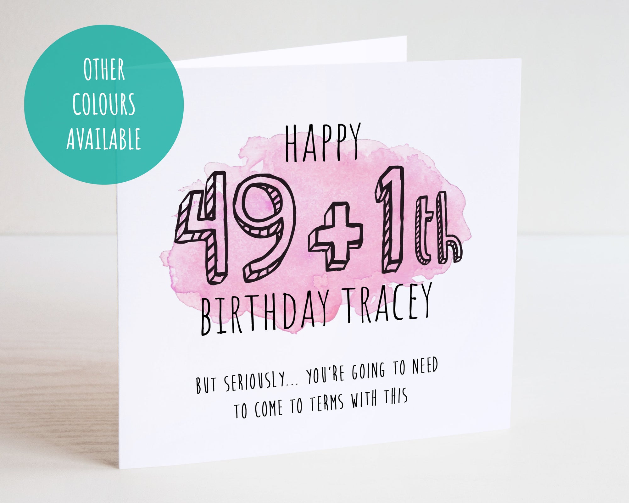 50th Watercolour Birthday Card - 49 + 1 Happy Birthday - 49 plus 1 Birthday Card - 50th Card - Watercolour Card