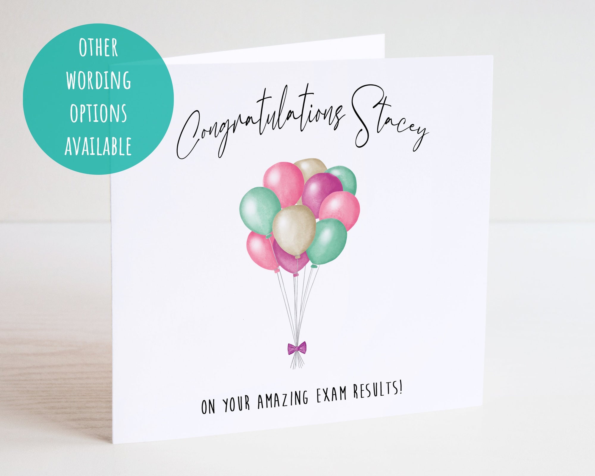 Congratulations Balloon Card - Exams Card - GCSE Card - A Level Results Greeting Card - Graduation Card