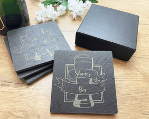 Personalised Slate Beer Coaster - Man Cave Coaster - Bar Coaster - Slate Coaster - Coaster Set