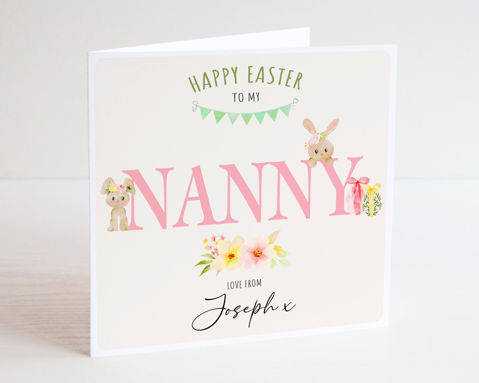 Personalised Happy Easter Nanny Card - 1st Easter as Nanny - Baby's First Easter Card