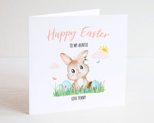 Personalised Happy Easter Family Card - 1st Easter as Nanny & Grandad - Baby's First Easter Card - Auntie Easter Card