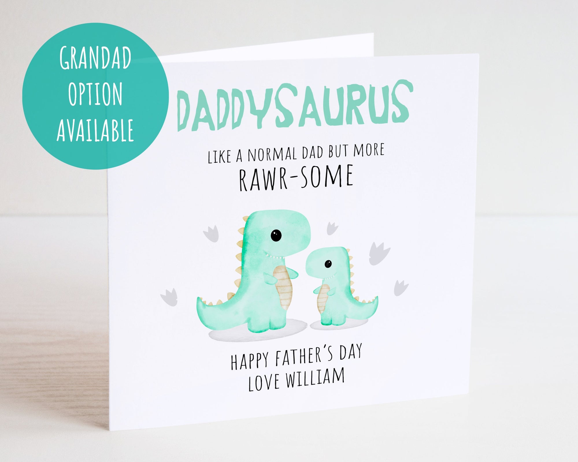 Happy Father's Day Dinosaur Card - Daddy Card - Watercolour Father's Day Card - Dad Greeting Card - First Time Dad - Daddysaurus - C125