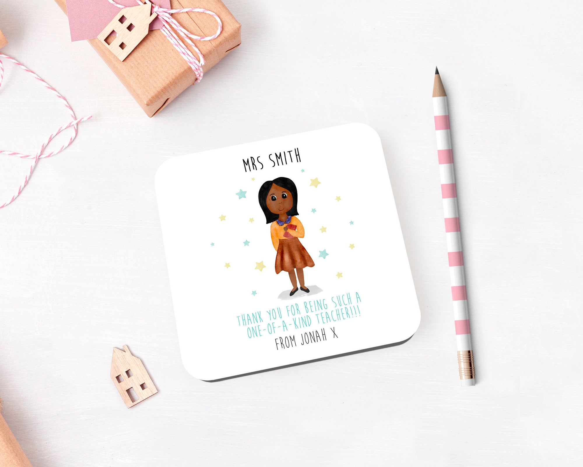 Personalised Teacher Coaster - Customised Name Coaster - Drinks Coaster - Teacher Gift - End Of Term Gift