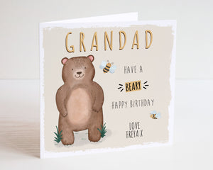 Personalised Dad Birthday Card - Have A Beary Happy Birthday - Bear Grandad Birthday Card - Dad Gift - Grandad Gift - Grandkids Card