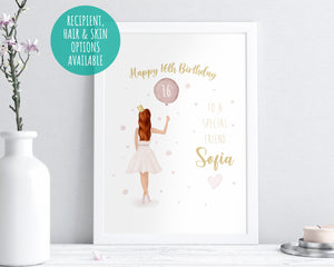 Personalised Birthday Girl Print - Best Friend Print - Custom Print - Best Friend Wall Art - Bestie Wall Art - Birthday Gift - A4 Print