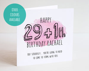 30th Watercolour Birthday Card - 29 + 1 Happy Birthday - 29 plus 1 Birthday Card - 30th Card - Watercolour Card