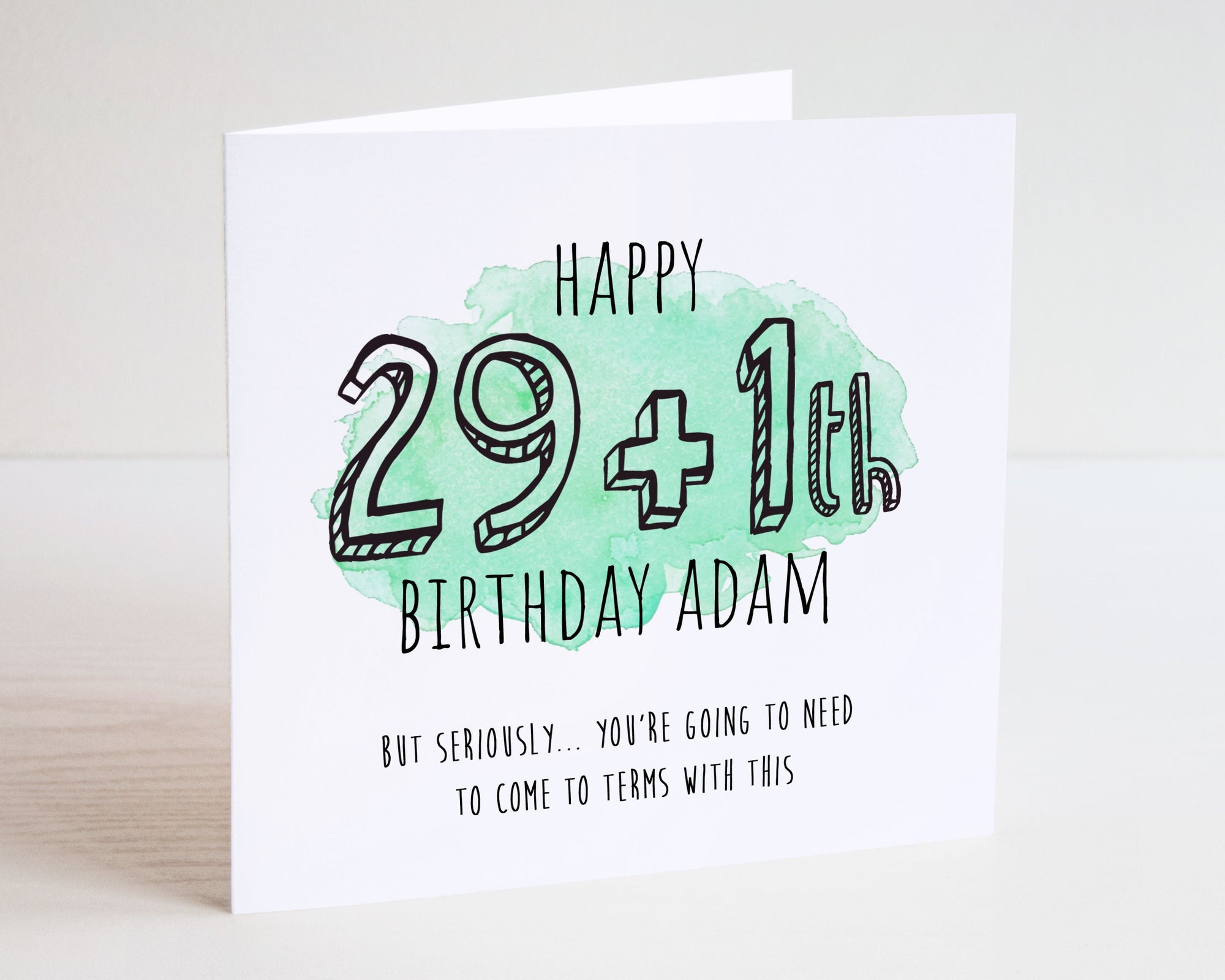 30th Watercolour Birthday Card - 29 + 1 Happy Birthday - 29 plus 1 Birthday Card - 30th Card - Watercolour Card