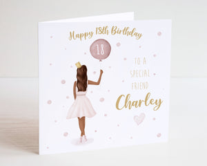 Personalised Birthday Girl Card - 21st Birthday Card - 18th Birthday Card - 16th Birthday Card - 30th Birthday Card - C136