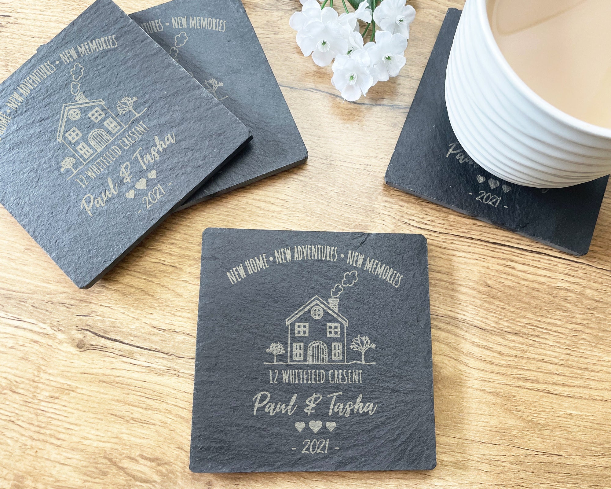 Personalised New Home, New Adventures, New Memories Coaster - New Home Gift Coasters - Moving Gift - First Home - New Home