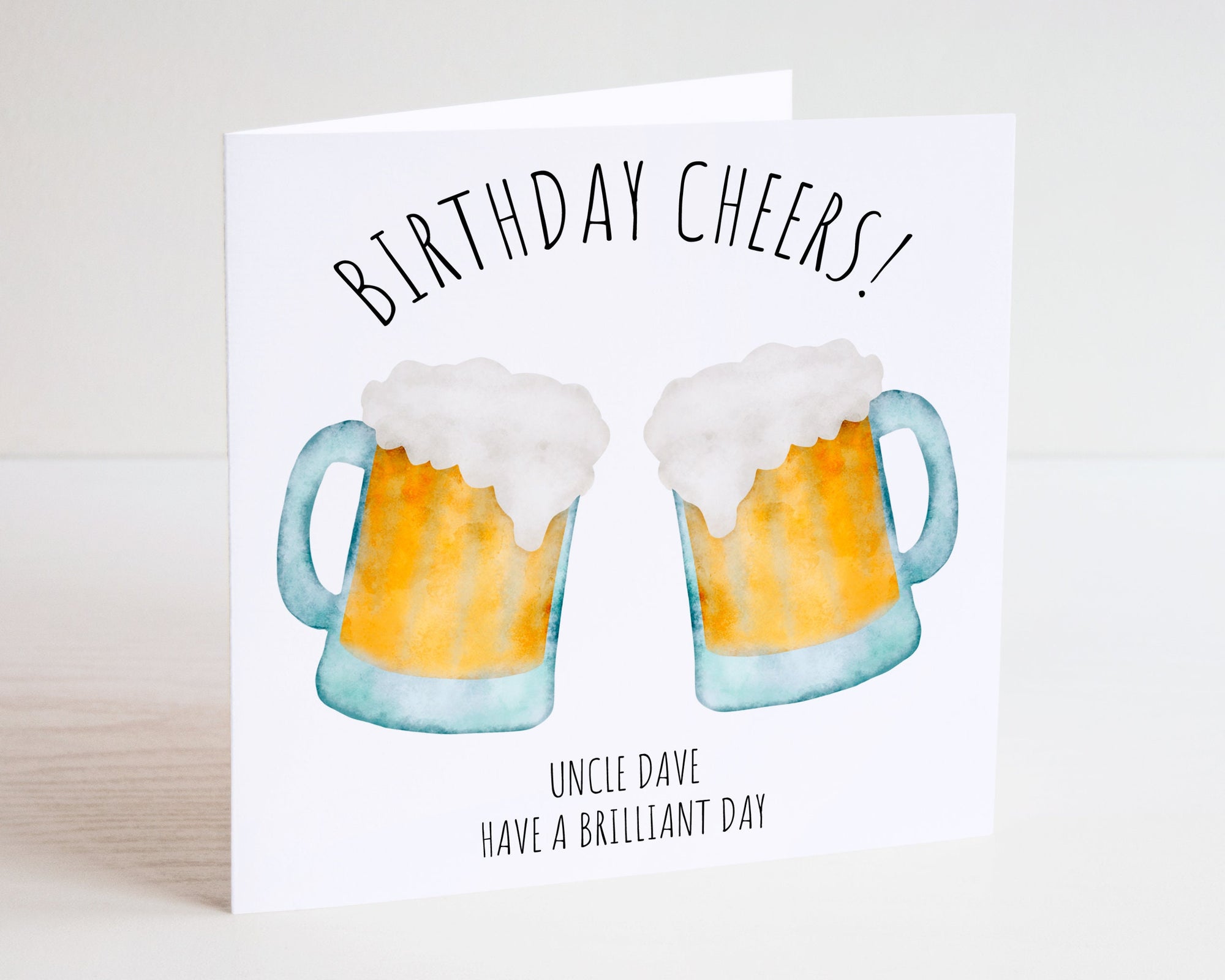 Personalised Birthday Cheers Card - Happy Birthday - Birthday Card - Alcohol Birthday Card - Beer Card - Dad Card - Uncle Card - Friend Card