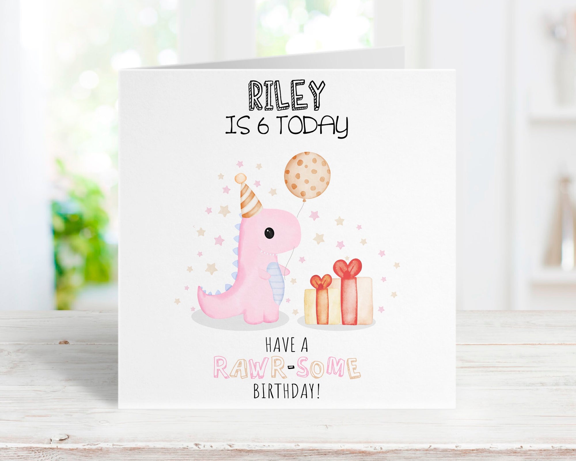 Personalised Dinosaur Rawr-Some Card - Happy Birthday - Birthday Cards - Kids Birthday - Girls Birthday Card - 1st Birthday - 2nd Birthday