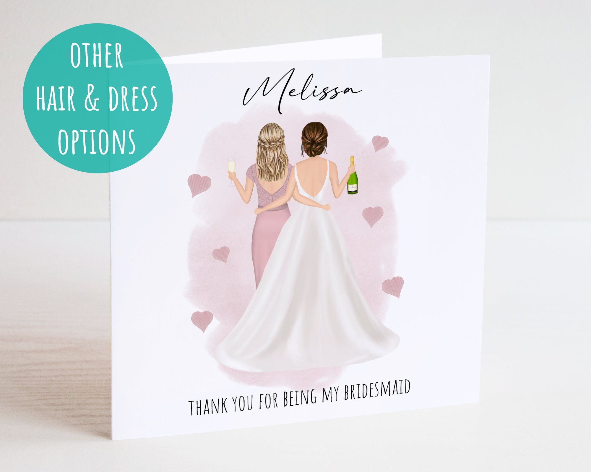 Personalised Thank You Bridesmaid Card - Bridesmaid Card - Wedding Thank You - Bridesmaid Gift