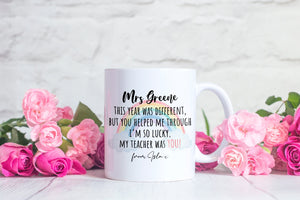 Personalised Thank You Lockdown Rainbow Teacher Mug - Teacher Gift - End Of Term Gift