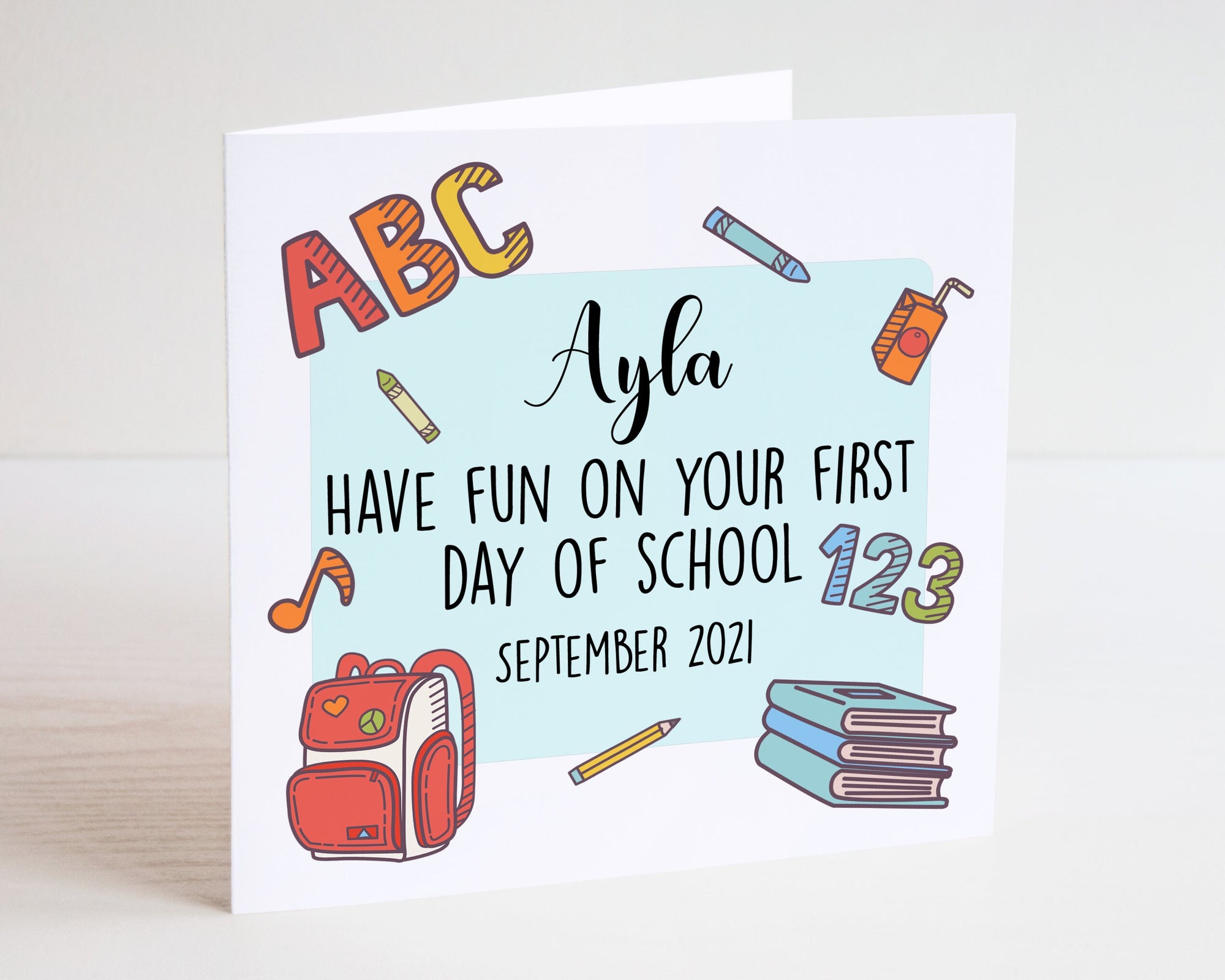 Personalised First Day Of School Card - New School Card - Going To School Card - Reception Card