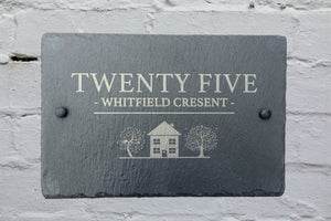 Engraved Slate House Number Sign - Slate Plaque - Rustic Sign - House Plaque - House Sign - Number Plaque