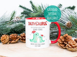 Christmas Daddysaurus Dinosaur Mug - Father's Day Mug - Father's Day Gift - Daddy Gift - Daddy Mug - Grandadsaurus - Grandad Mug