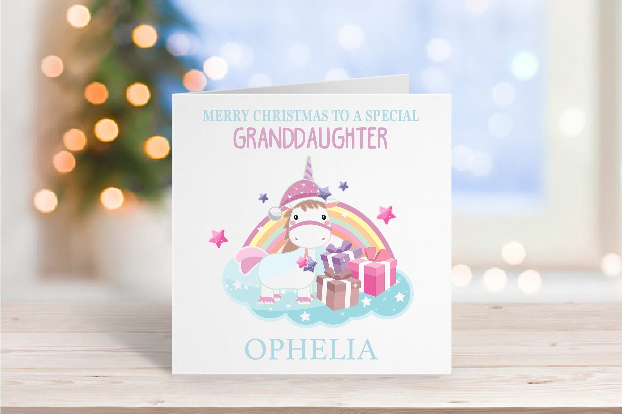 Personalised Unicorn Christmas Card - Niece Christmas Card - Granddaughter Christmas Card - Baby's First Christmas - Girl Christmas Card