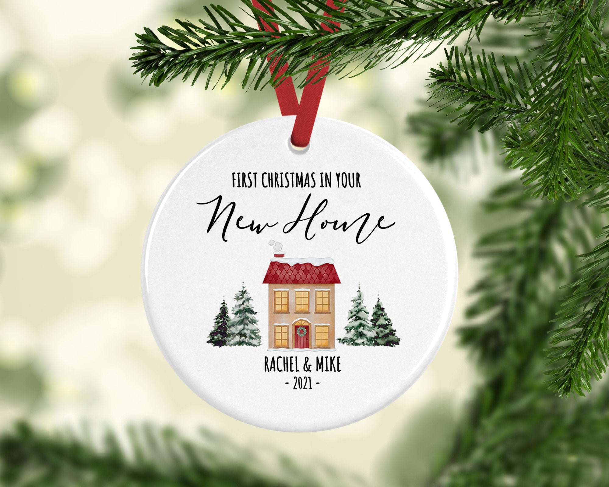 Personalised New Home Ceramic Christmas Decoration - Housewarming Gift - New Home Bauble - First Home Christmas Decoration