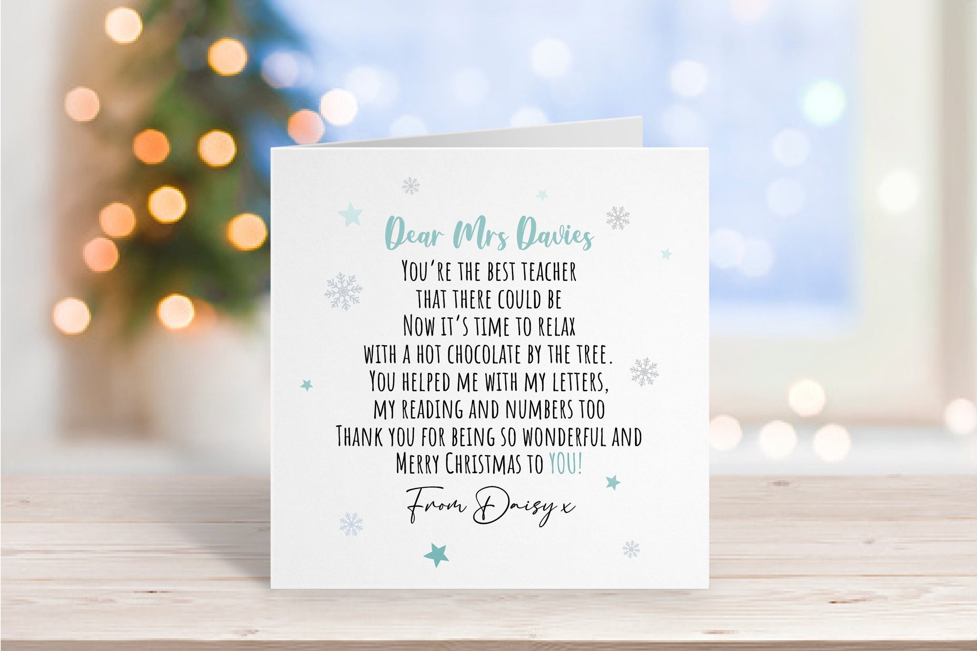 Personalised Thank You Teacher Christmas Card - Teacher Gift - End Of Term Card - School Christmas Card - Teacher Christmas Gift