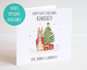 Personalised Bunny Christmas Card - Grandson Christmas Card - Granddaughter Christmas Card - Baby's First Christmas - Niece Christmas Card