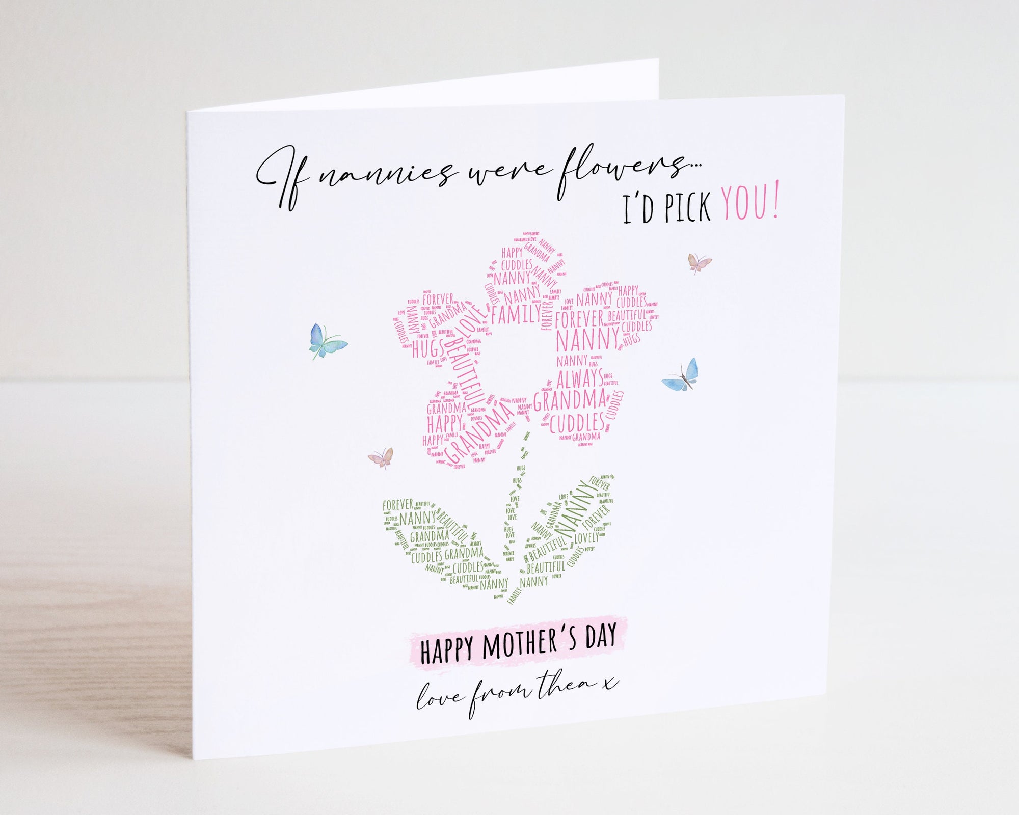 Personalised Nanny Mother's Day Card - Happy Mother's Day - Nanny Gift - Grandkids Card - To My Nanny Card - If Nannies Were Flowers