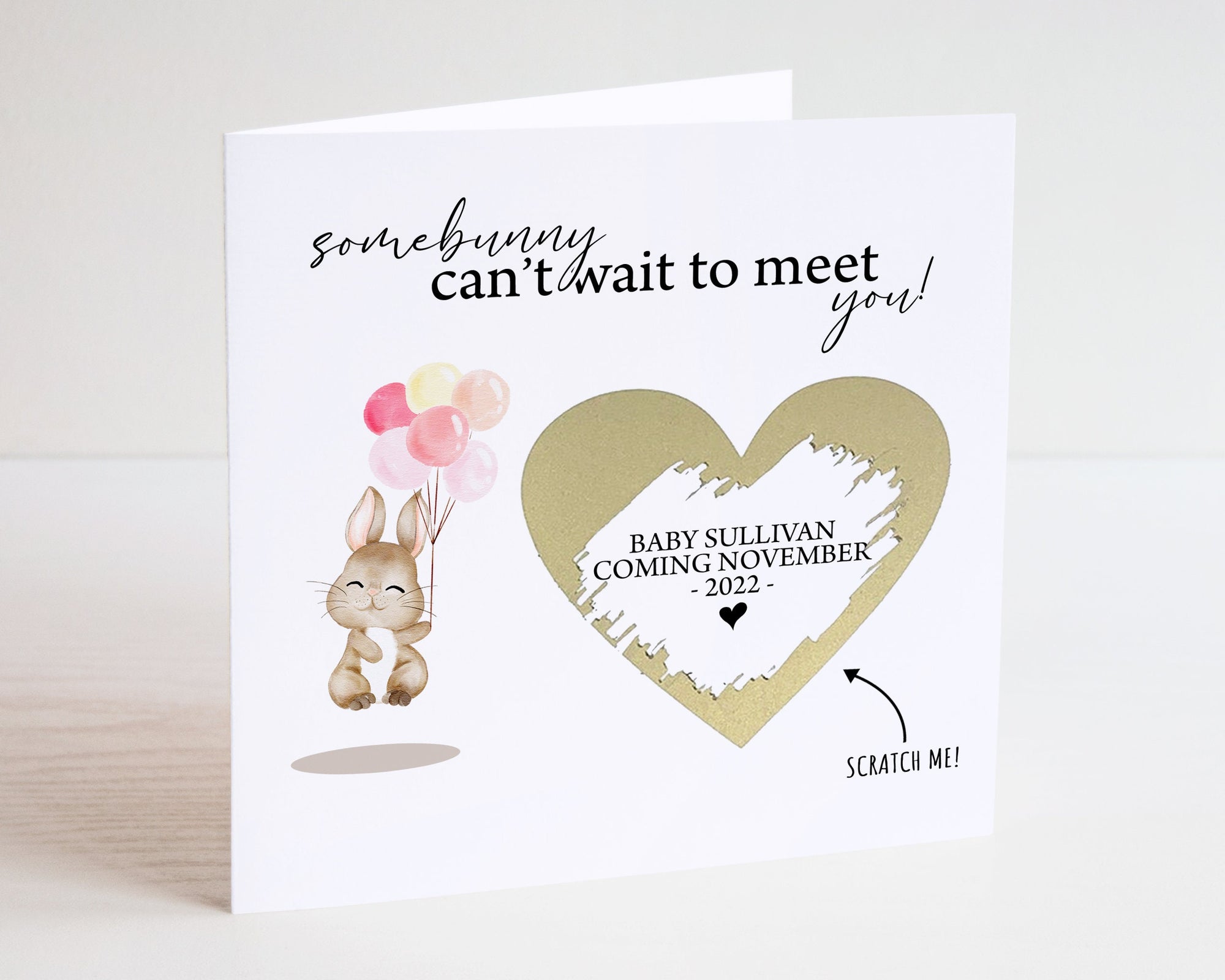 Somebunny Can't Wait To Meet You Easter Pregnancy Announcement Scratch Card - New Baby - Surprise Pregnancy - Easter Pregnancy reveal