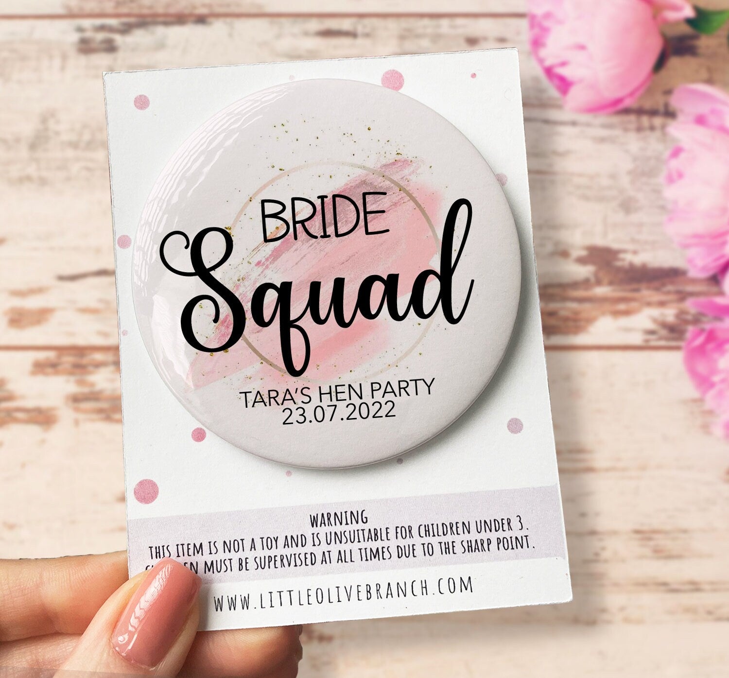 Personalised Hen Party Badge - Wedding Team Bride Badge - Hen Party Favours - Hen Party Gift - Bride Squad - Bride Tribe -