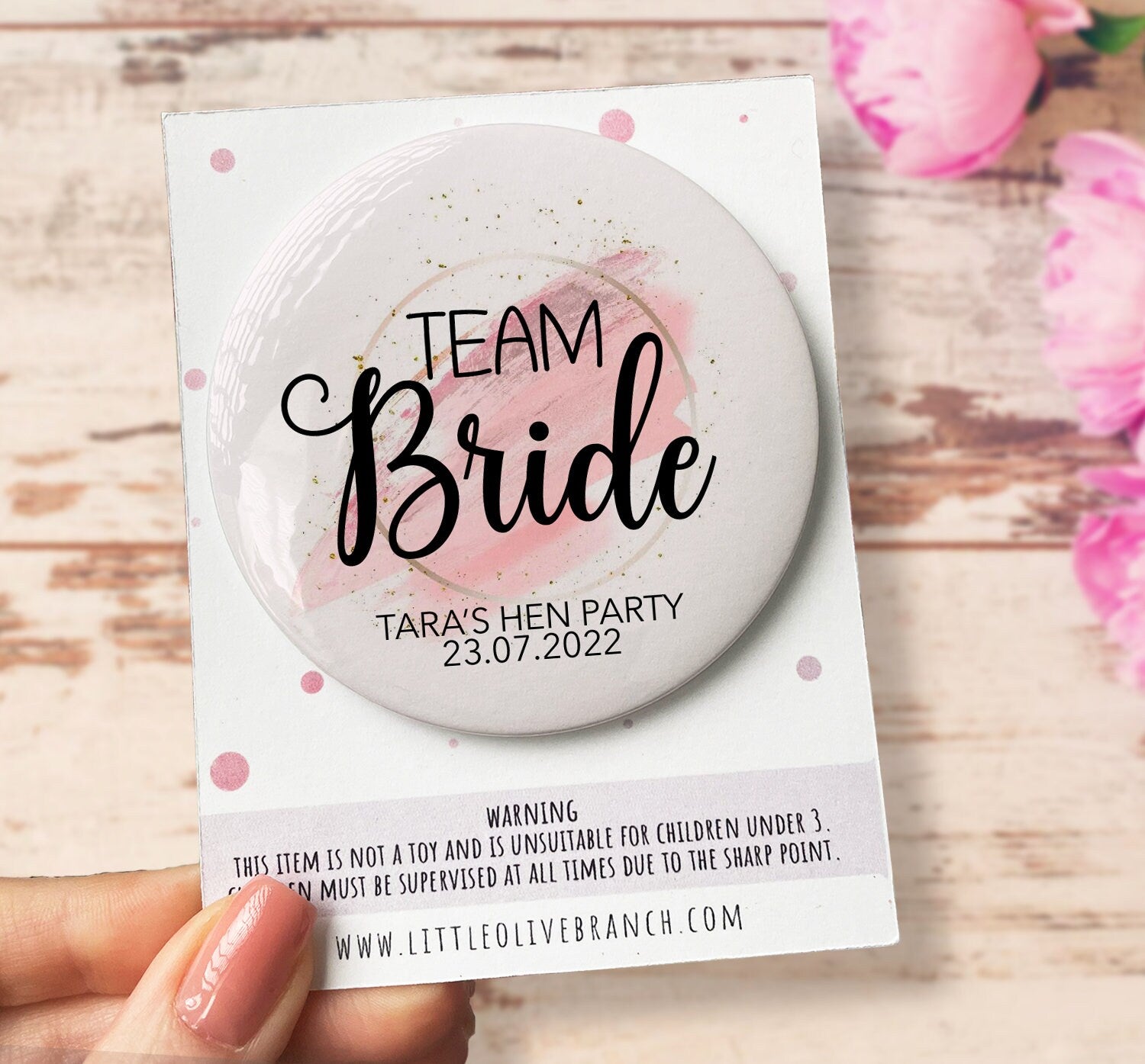 Personalised Hen Party Badge - Wedding Team Bride Badge - Hen Party Favours - Hen Party Gift - Bride Squad - Bride Tribe -