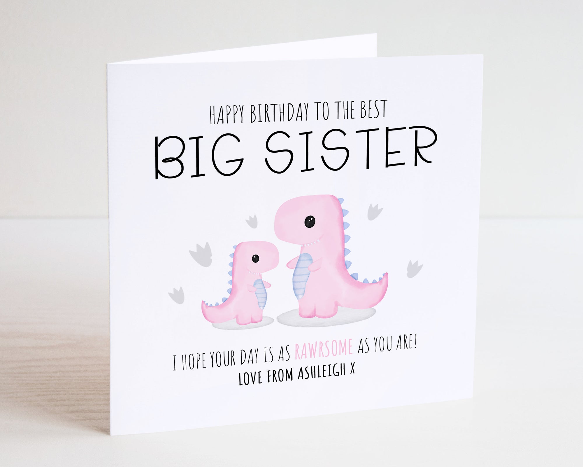 Dinosaur Big Sister Birthday Card - Happy Birthday - Birthday - Kids Birthday Card - Sister Card - C141