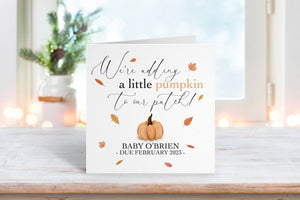 Personalised Autumn Pregnancy Announcement Card - Halloween Pregnancy Announcement - Pumpkin Announcement - Autumn Pregnancy reveal