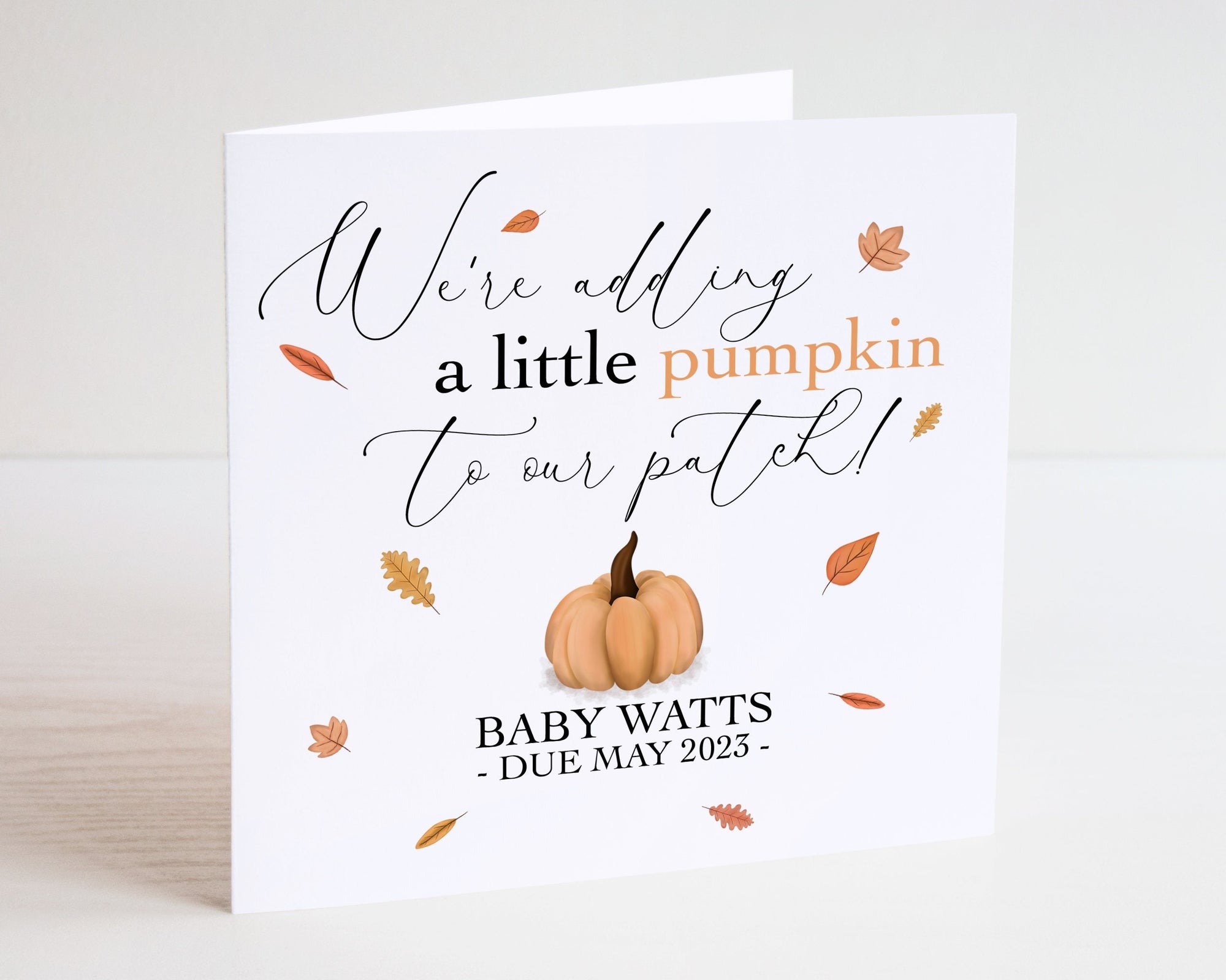 Personalised Autumn Pregnancy Announcement Card - Halloween Pregnancy Announcement - Pumpkin Announcement - Autumn Pregnancy reveal