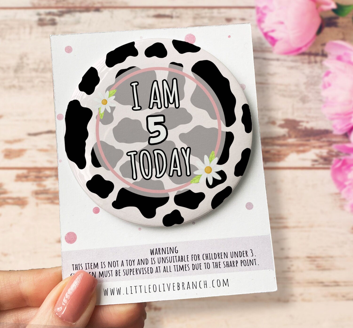 Farmyard Cow Birthday Badge - Birthday Girl - Birthday Badge - Farm Birthday Party - Animals Party