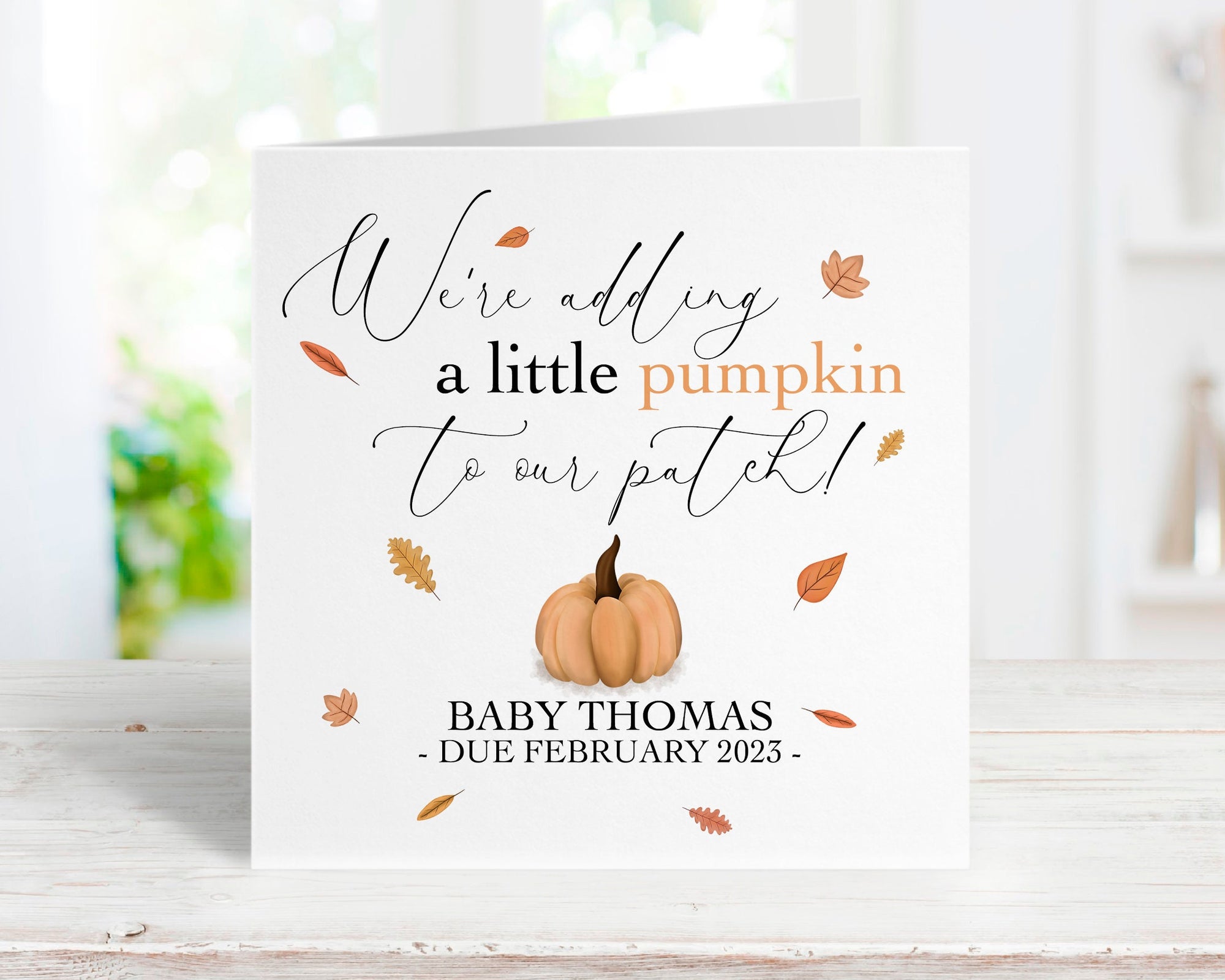 Personalised Autumn Pregnancy Announcement Card - Halloween Pregnancy Announcement - Pumpkin Announcement - Autumn Pregnancy reveal