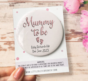 Personalised Baby Shower Badge - Mummy To Be - Baby Shower Decor - Nanny To Be - Baby Girl Baby Shower