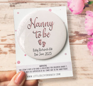 Personalised Baby Shower Badge - Mummy To Be - Baby Shower Decor - Nanny To Be - Baby Girl Baby Shower