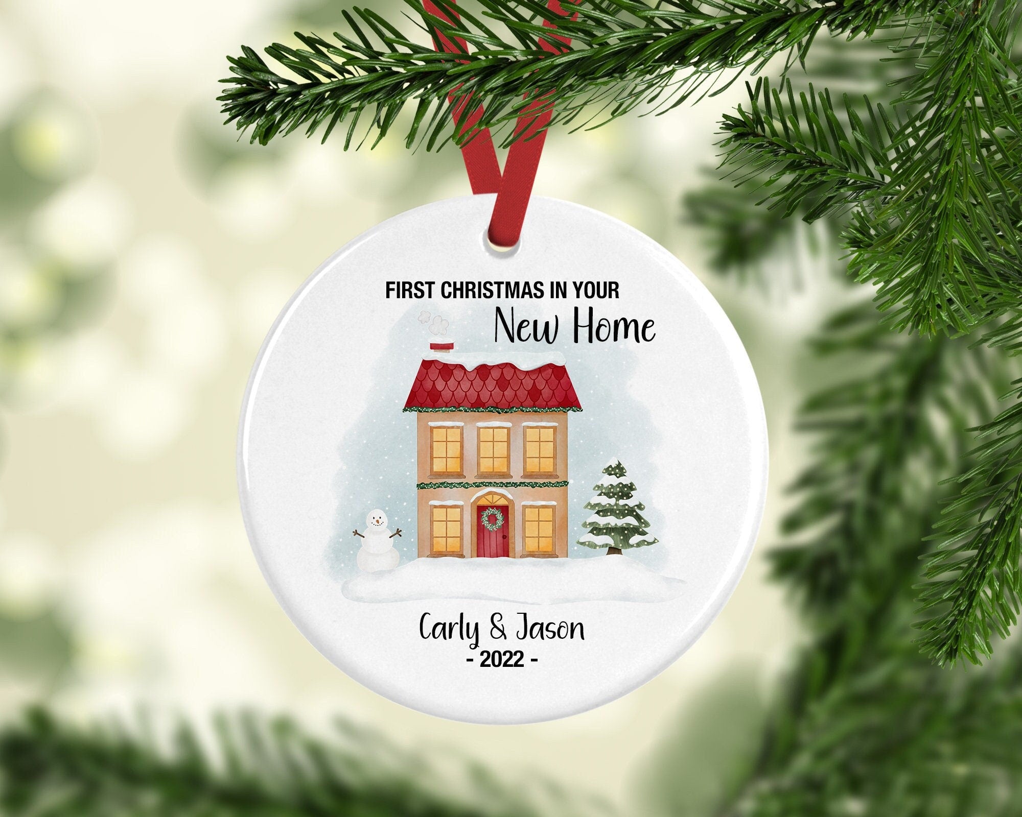 Personalised New Home Ceramic Christmas Decoration - Housewarming Gift - New Home Bauble - First Home Christmas Decoration