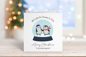 Personalised Penguin Christmas Card - Boyfriend Christmas - Husband Christmas - Wife Card - You Are My Penguin