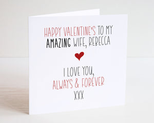 Personalised Valentines Card - Valentine's Day - Couple Card - Husband Card - Wife Card - For Him - For Her