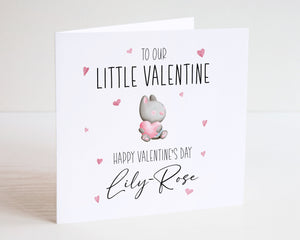 Personalised Our Little Valentine / My Little Valentine Card - Valentines For Kids - Kids Valentines - Rabbit - Bunny - Valentines Day Kids