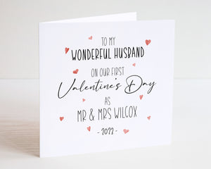 Personalised Valentines Card - Valentine's Day - Couple Card - Husband Card - Wife Card - For Him - For Her - First Valentines Married