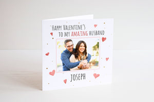 Personalised Valentines Photo Card - Husband Card - Wife Card - Valentines Day